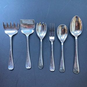 Six-piece English silver plated serving set
